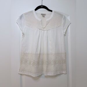 Lucky Brand White Lace Accent Blouse